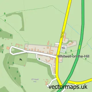 Street map sample of Whitwell on-the-Hill, North Yorkshire