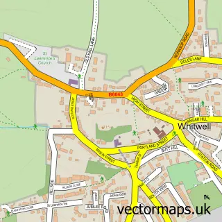 Street map sample of Whitwell, Derbyshire