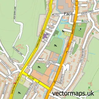 Street map sample of Whitworth, Lancashire