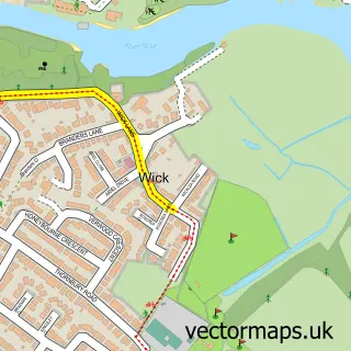 Street map sample of Wick, Dorset