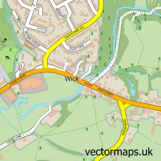 Street map sample of Wick, Gloucestershire