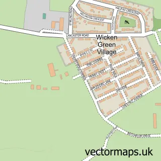 Street map sample of Wicken Green, Norfolk