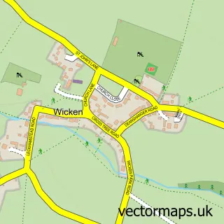 Street map sample of Wicken, Northamptonshire