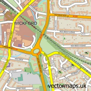 Street map sample of Wickford, Essex