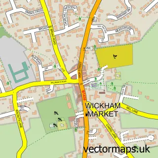 Street map sample of Wickham Market, Suffolk