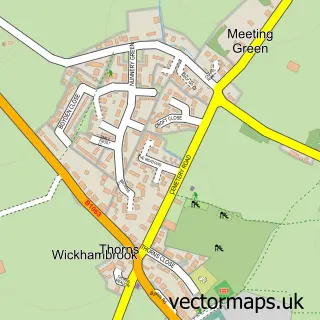 Street map sample of Wickhambrook, Suffolk