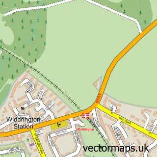 Street map sample of Widdrington Station, Northumberland