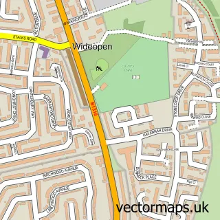 Street map sample of Wideopen, Tyne & Wear