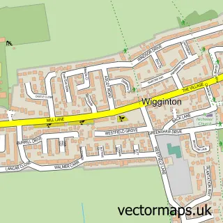 Street map sample of Wigginton, North Yorkshire