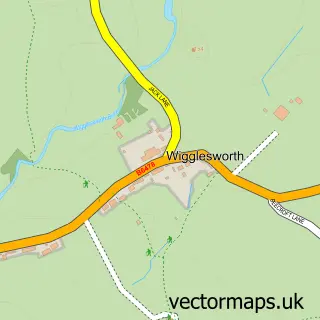 Street map sample of Wigglesworth, North Yorkshire