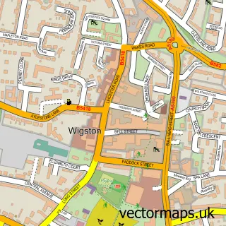 Street map sample of Wigston, Leicestershire