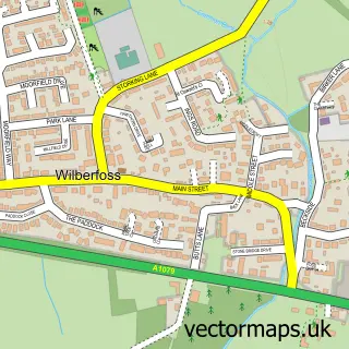 Street map sample of Wilberfoss, East Riding of Yorkshire