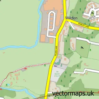 Street map sample of Wilden, Worcestershire