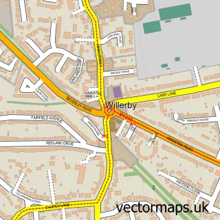 Street map sample of Willerby, East Riding of Yorkshire