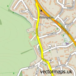 Street map sample of Willingdon, East Sussex