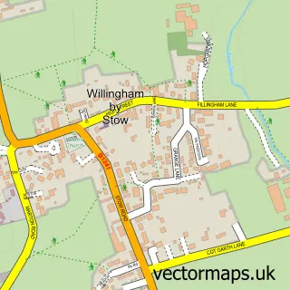 Street map sample of Willingham by Stow, Lincolnshire