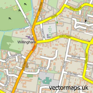 Street map sample of Willingham, Cambridgeshire