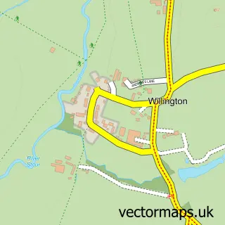 Street map sample of Willington, Warwickshire
