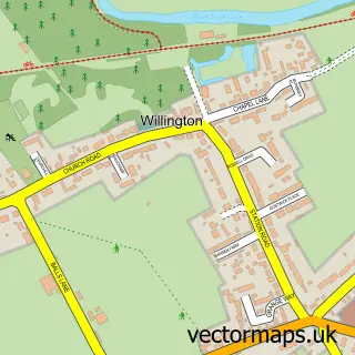 Street map sample of Willington, Bedfordshire