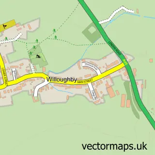 Street map sample of Willoughby, Warwickshire