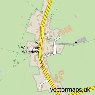 Street map sample of Willoughby Waterleys, Leicestershire