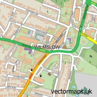 Street map sample of Wilmslow, Cheshire