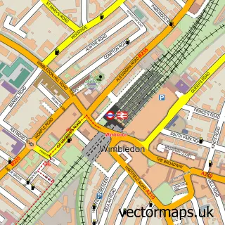 Street map sample of Wimbledon, Greater London