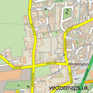 Street map sample of Wimblington, Cambridgeshire