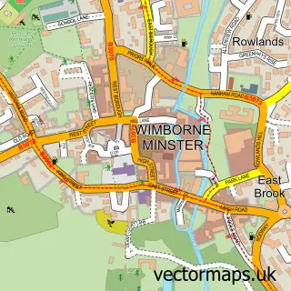 Street map sample of Wimborne Minster, Dorset