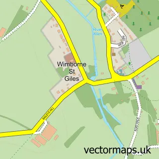 Street map sample of Wimborne St Giles, Dorset