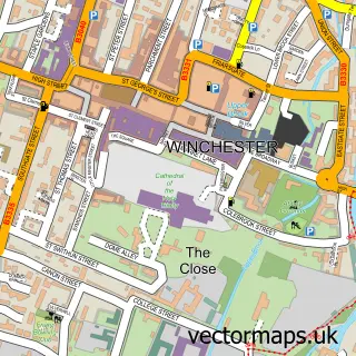 Street map sample of Winchester, Hampshire