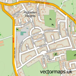 Street map sample of Windy Bank, West Yorkshire