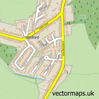 Street map sample of Winford, Isle of Wight