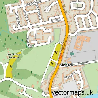 Street map sample of Wingate, Durham