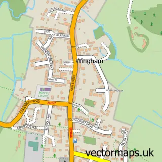 Street map sample of Wingham, Kent