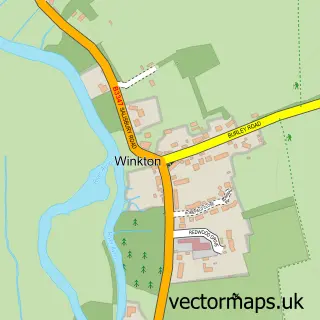 Street map sample of Winkton, Dorset