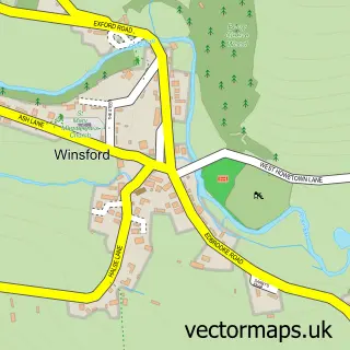 Street map sample of Winsford, Somerset