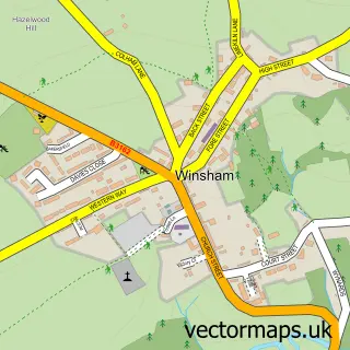Street map sample of Winsham, Somerset