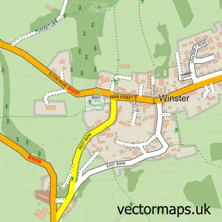 Street map sample of Winster, Derbyshire