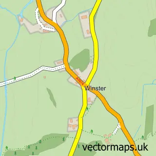 Street map sample of Winster, Cumbria