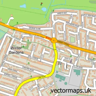 Street map sample of Winter Gardens, Essex