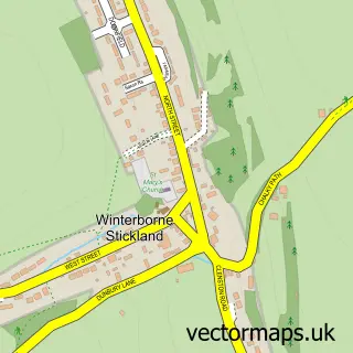 Street map sample of Winterborne Stickland, Dorset