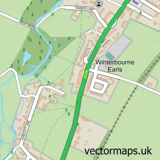 Street map sample of Winterbourne Earls, Wiltshire