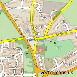 Street map sample of Winwick, Cheshire