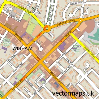 Street map sample of Wishaw, Lanarkshire