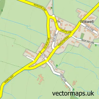 Street map sample of Wiswell, Lancashire
