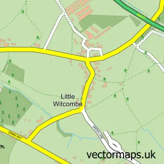Street map sample of Witcombe, Gloucestershire
