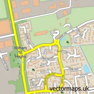 Street map sample of Witham St Hughs, Lincolnshire