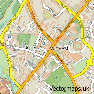 Street map sample of Witham, Essex