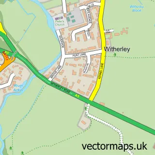 Street map sample of Witherley, Leicestershire